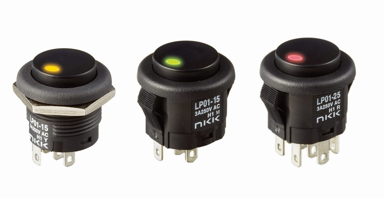 Beleuchteter Drucktaster mit LED-Spot von NKK