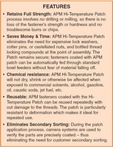 APM Hexseals HIgh-Temperature Patch for Locking and Sealing Features 