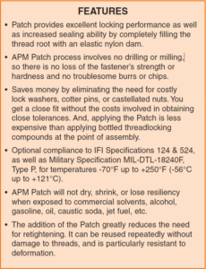 APM Hexseals Patch For Locking and Sealing Features